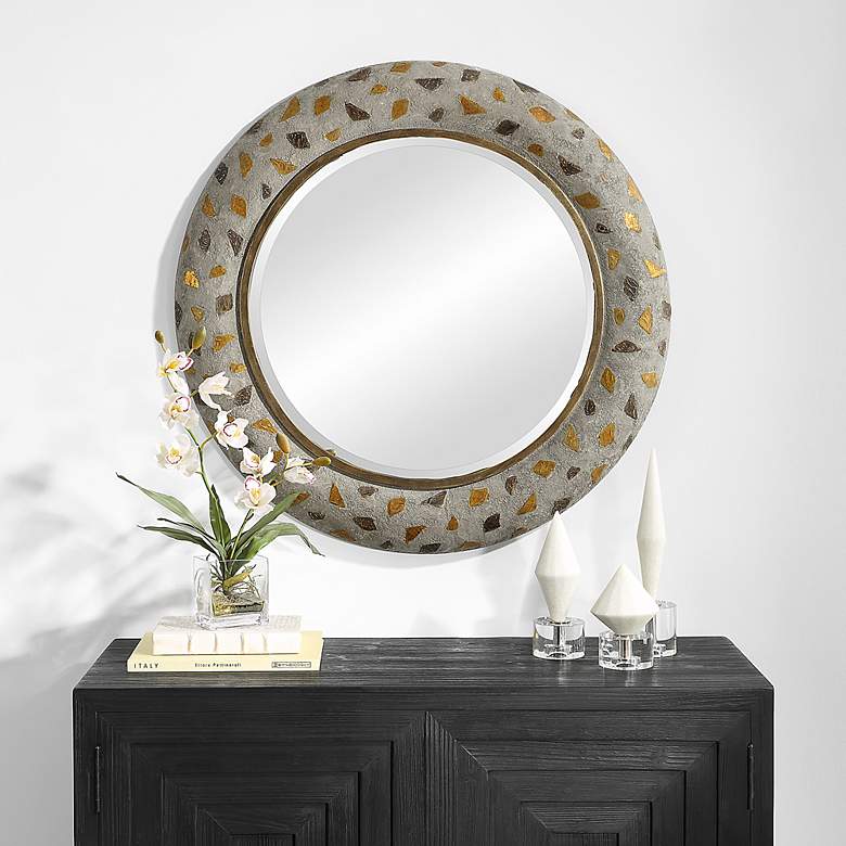 Image 1 Uttermost Copper Terrazzo 35" Round Mirror