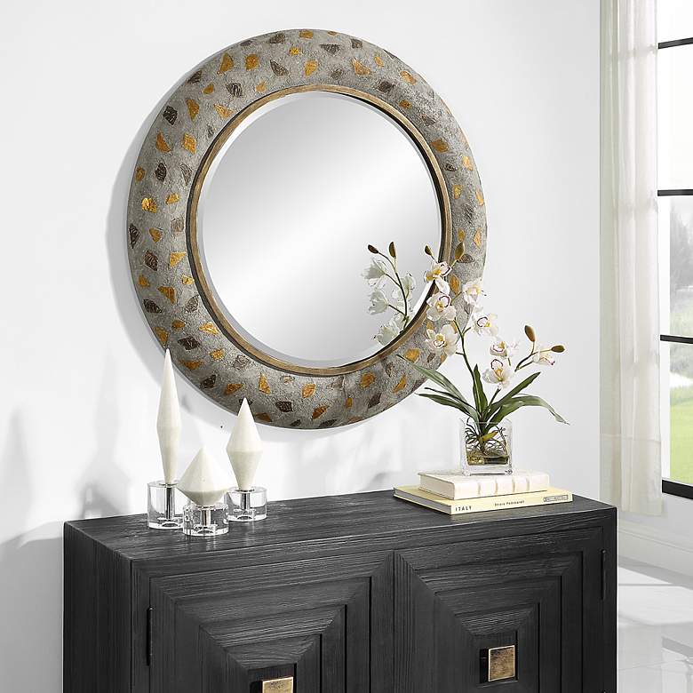 Image 3 Uttermost Copper Terrazzo 35" Round Mirror more views