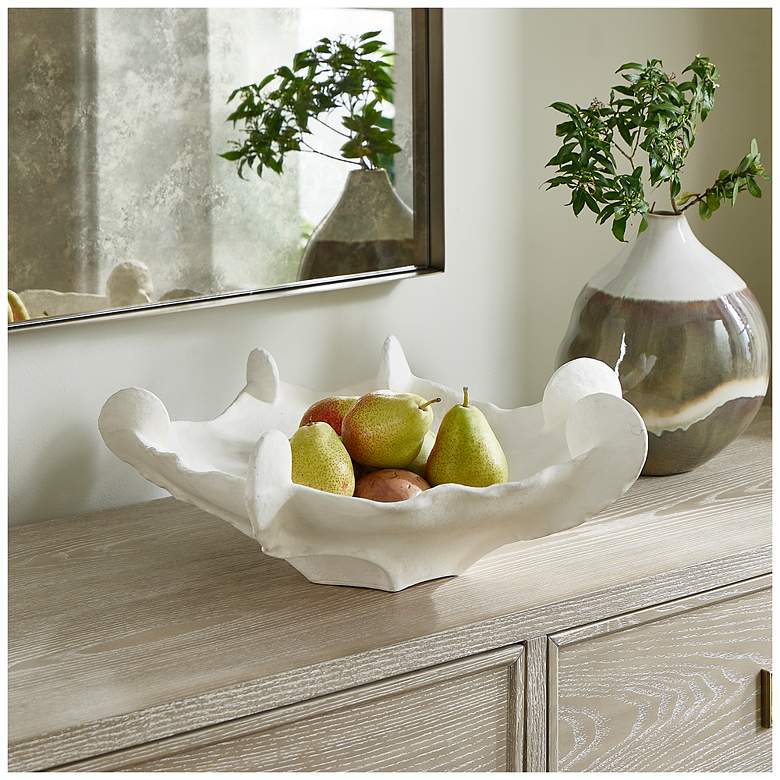 Image 2 Uttermost Coral Mirage Matte White Earthenware Indoor-Outdoor Bowl more views