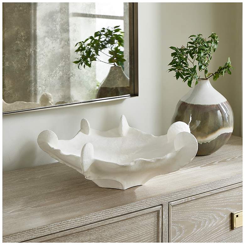 Image 3 Uttermost Coral Mirage Matte White Earthenware Indoor-Outdoor Bowl more views