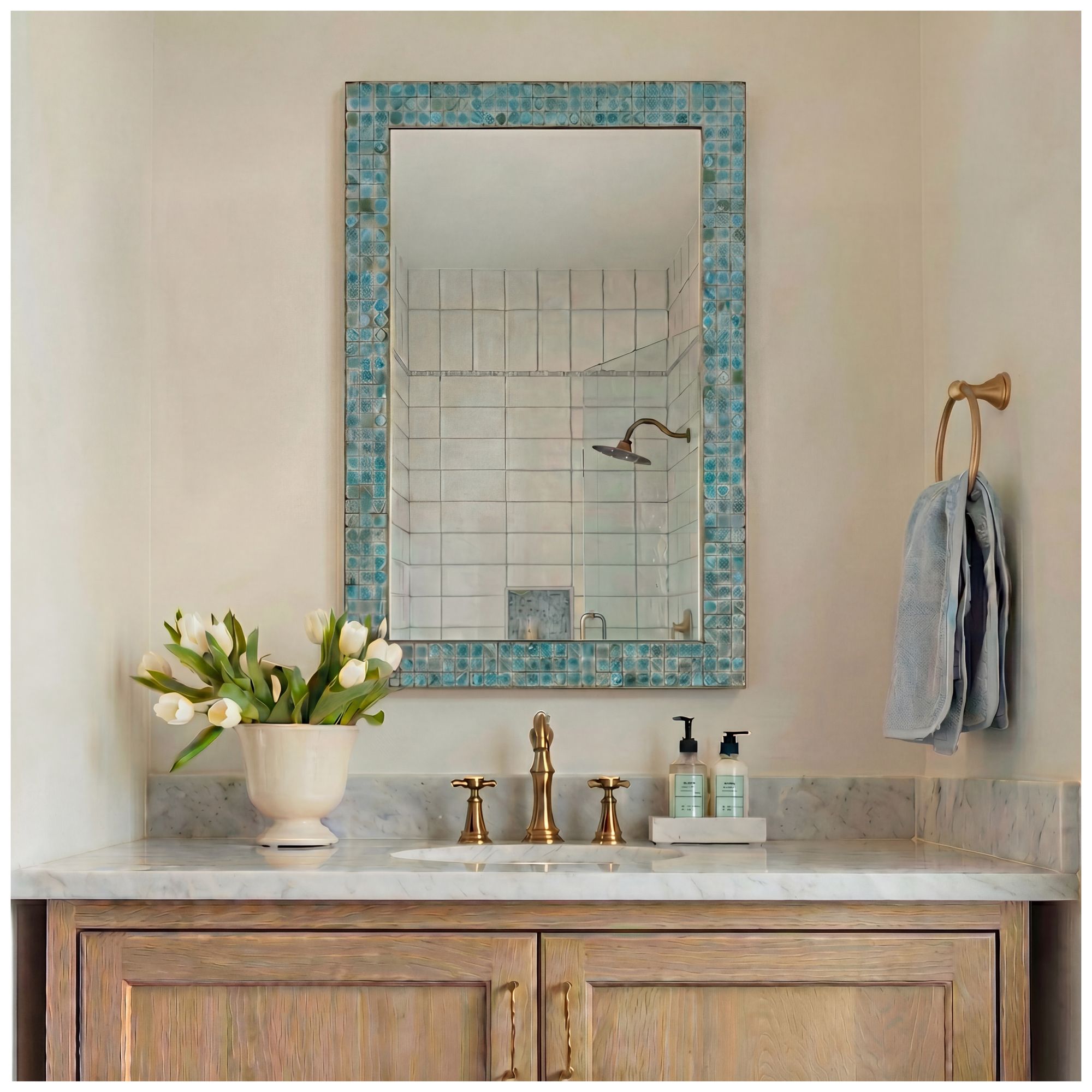 Image 2 Uttermost Coralie 24 1/2" x 34 3/4" Teal Mirror more views