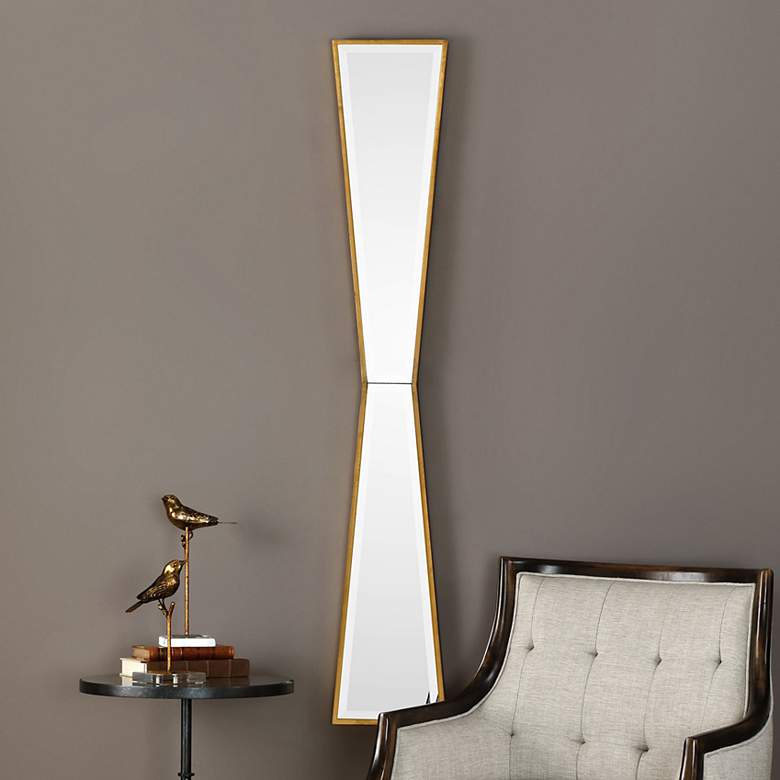 Image 1 Uttermost Corbata Antiqued Gold Leaf 10" x 60" Wall Mirror