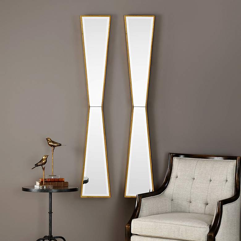 Image 3 Uttermost Corbata Antiqued Gold Leaf 10" x 60" Wall Mirror more views