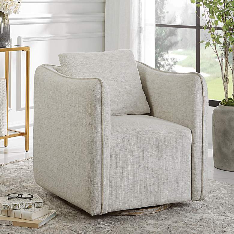 Image 1 Uttermost Corben Off-White Fabric Swivel Chair