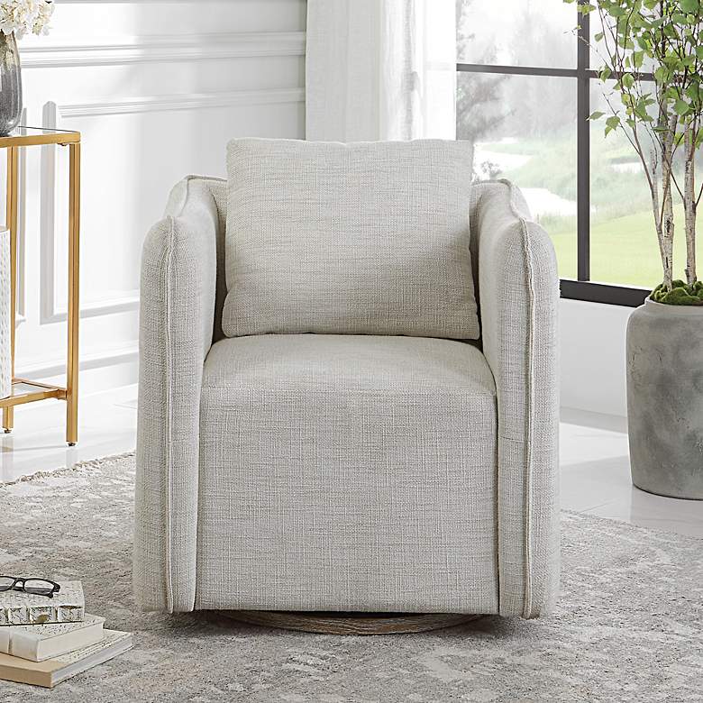 Image 3 Uttermost Corben Off-White Fabric Swivel Chair more views