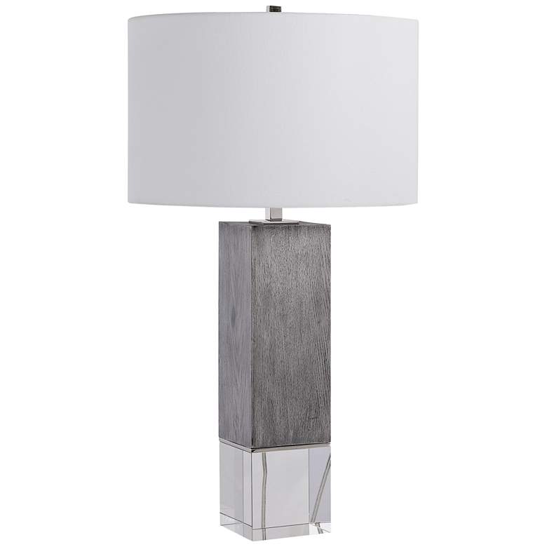 Image 2 Uttermost Cordata 28 1/2" Light Gray Oak Wood Column Table Lamp