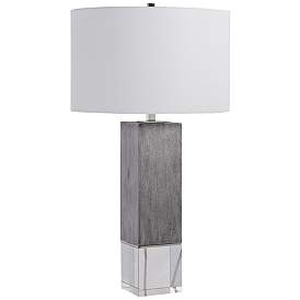 Image2 of Uttermost Cordata 28 1/2" Light Gray Oak Wood Column Table Lamp