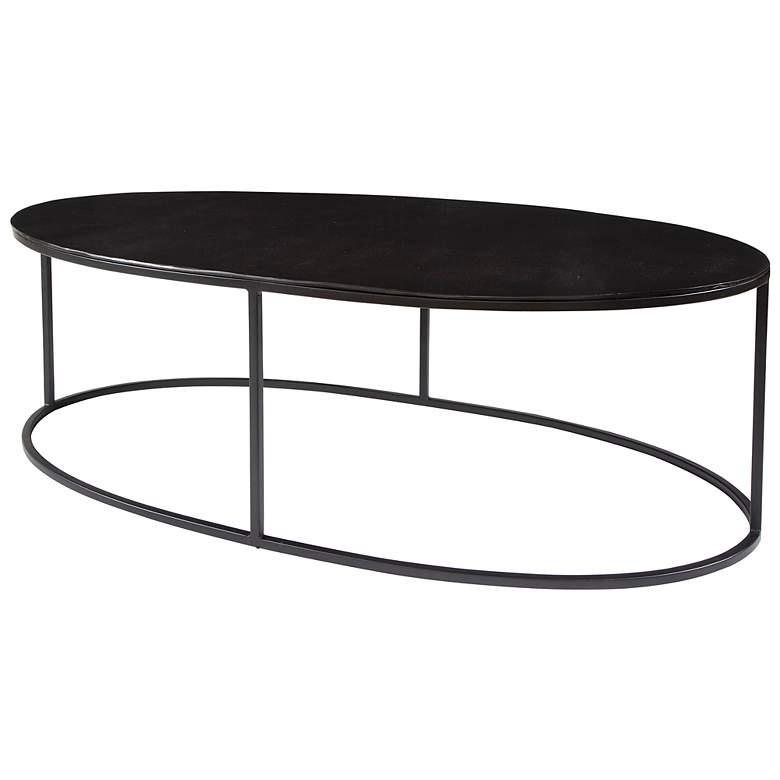 Image 5 Uttermost Coreene 48" Wide Oval Aged Black Iron Coffee Table more views