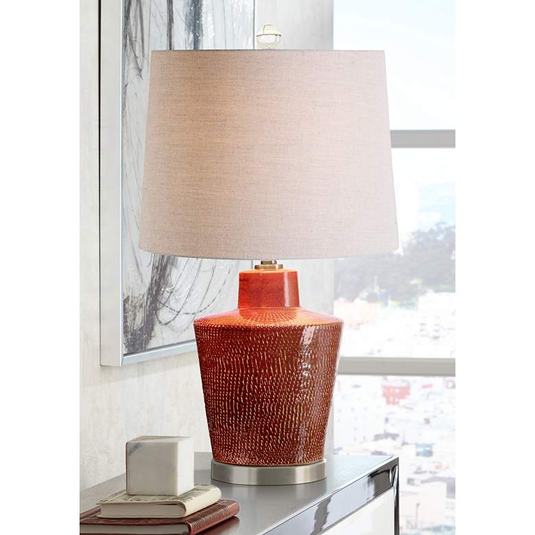 Image 1 Uttermost Cornell 28" High Modern Brick Red Ceramic Jug Table Lamp