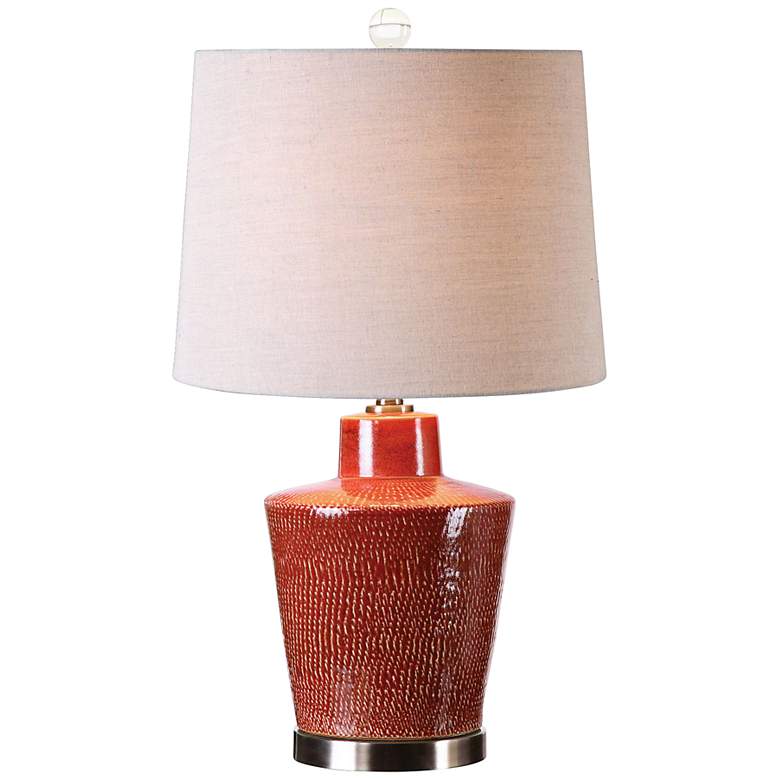 Image 2 Uttermost Cornell Brick Red Ceramic Jug Table Lamp