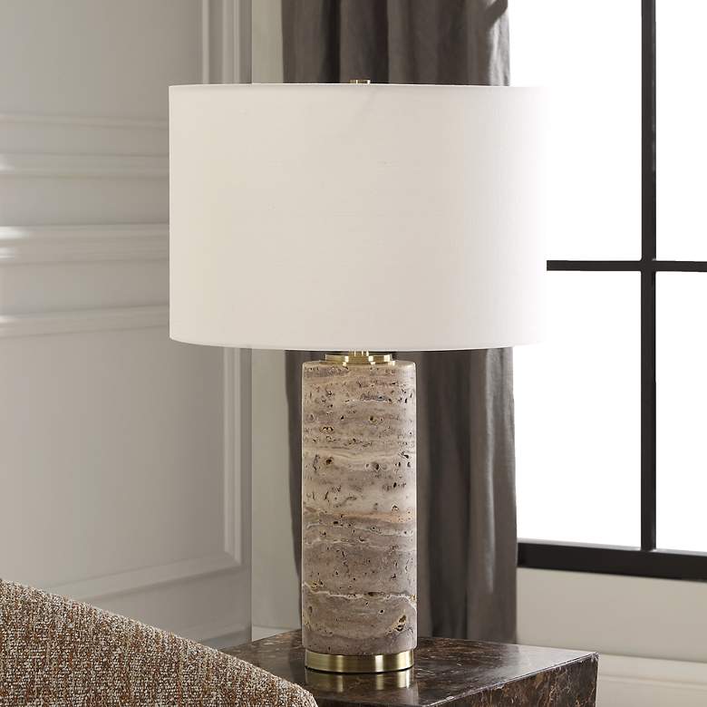 Image 4 Uttermost Cortado Honed Travertine Accent Table Lamp more views