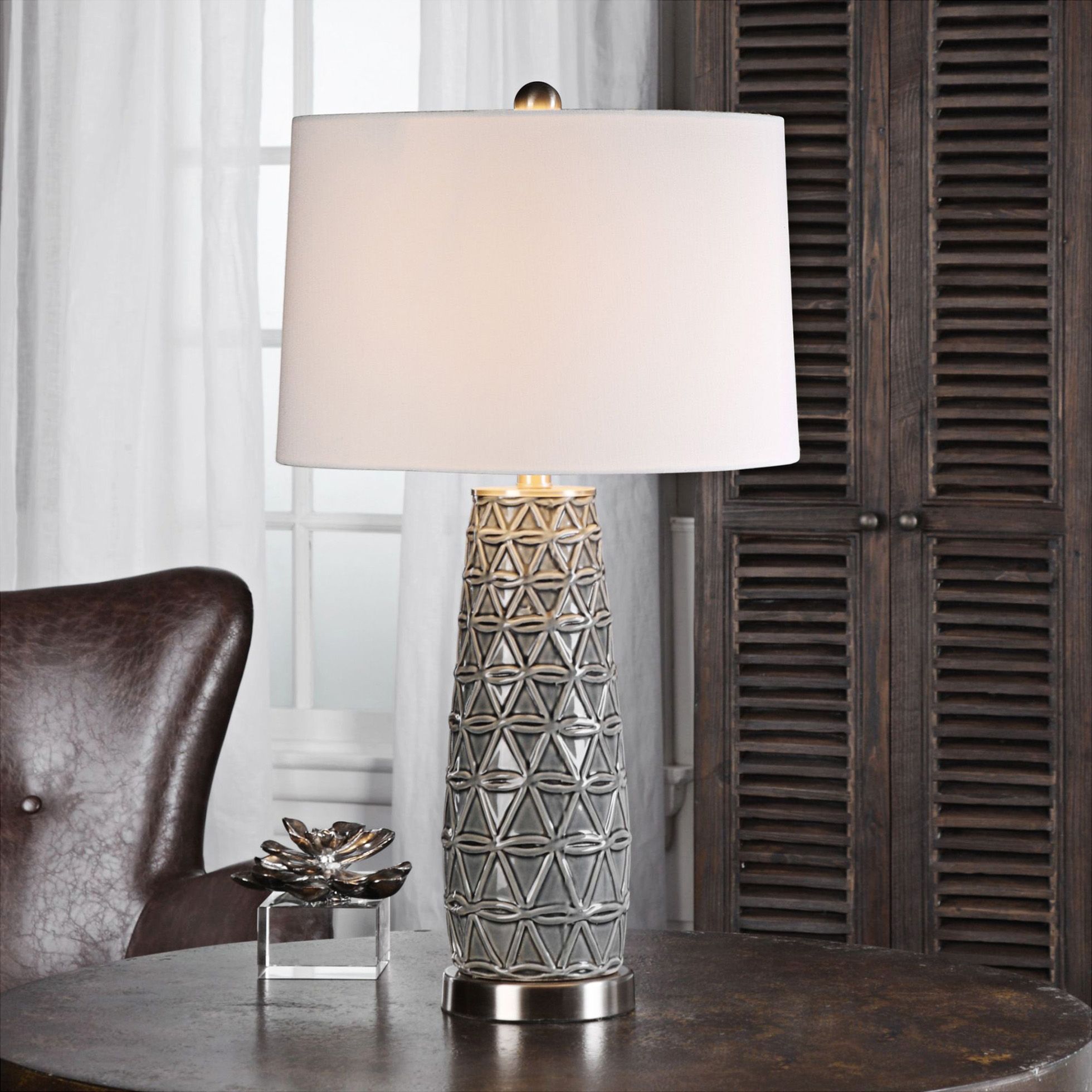 shades of gray ceramic stone table lamp