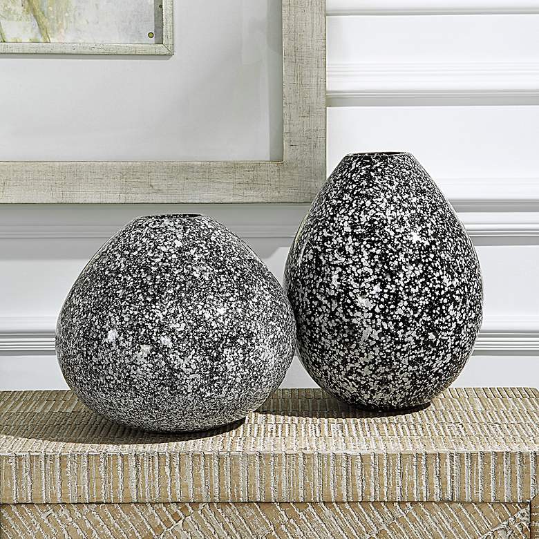 Image 1 Uttermost Cosmic Black and White Set of 2 Ceramic Vases