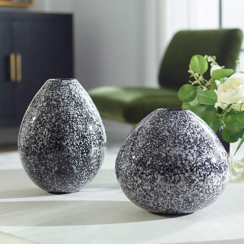 Image 3 Uttermost Cosmic Black and White Set of 2 Ceramic Vases more views