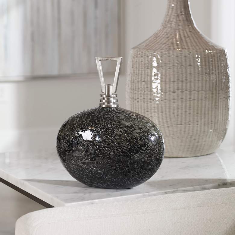 Image 1 Uttermost Cosmos 11 inch High Ebony and Charcoal Glass Bottle