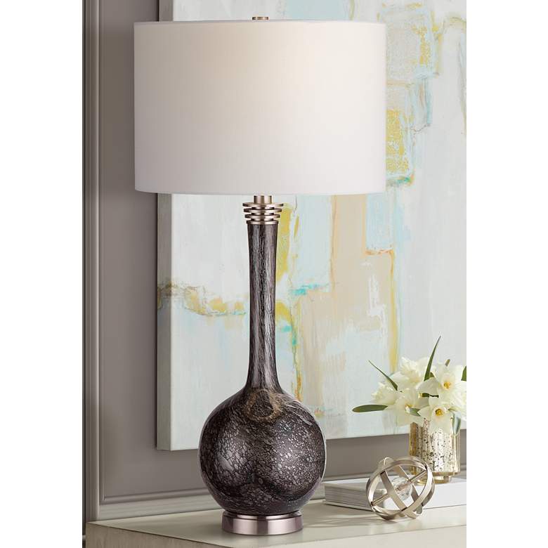 Image 1 Uttermost Cosmos 35 inch Ebony and Charcoal Bubble Glass Buffet Lamp