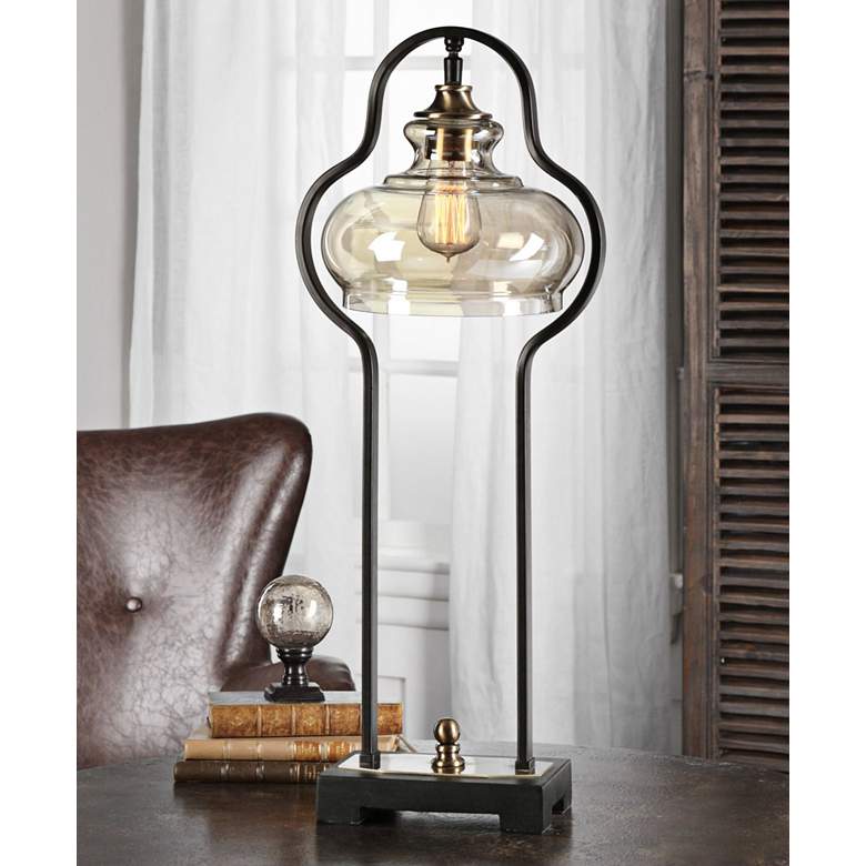 Image 3 Uttermost Cotulla 28 1/2" High Aged Black Iron Industrial Buffet Lamp more views