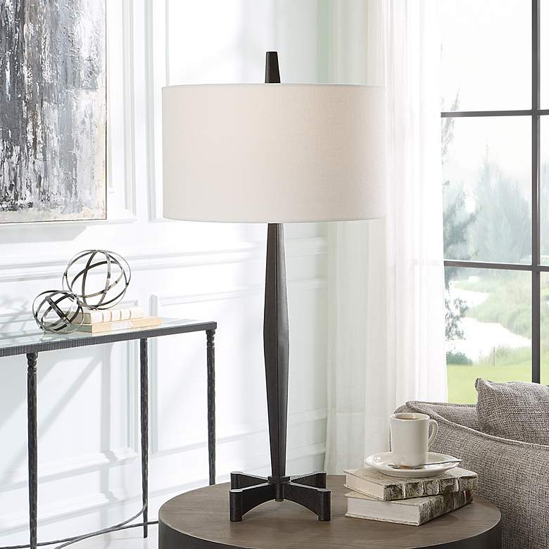 Image 1 Uttermost Counteract 34 3/4" Modern Aged Black Metal Table Lamp