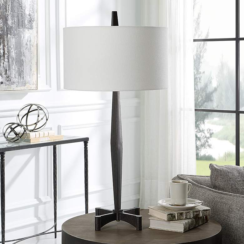 Image 3 Uttermost Counteract 34 3/4" Modern Aged Black Metal Table Lamp more views