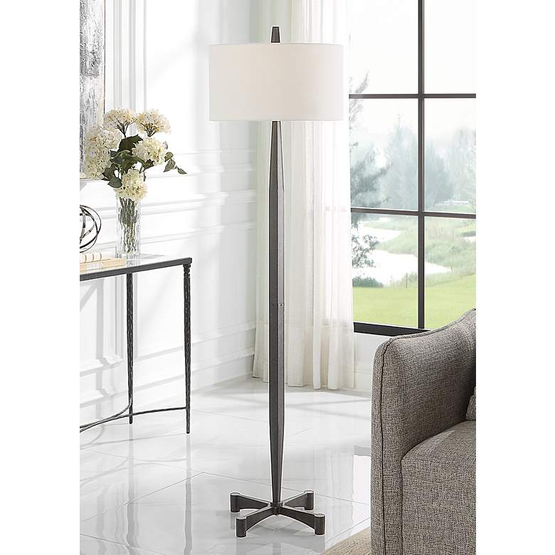 Image 1 Uttermost Counteract 67 1/2" Aged Black Metal Modern Floor Lamp