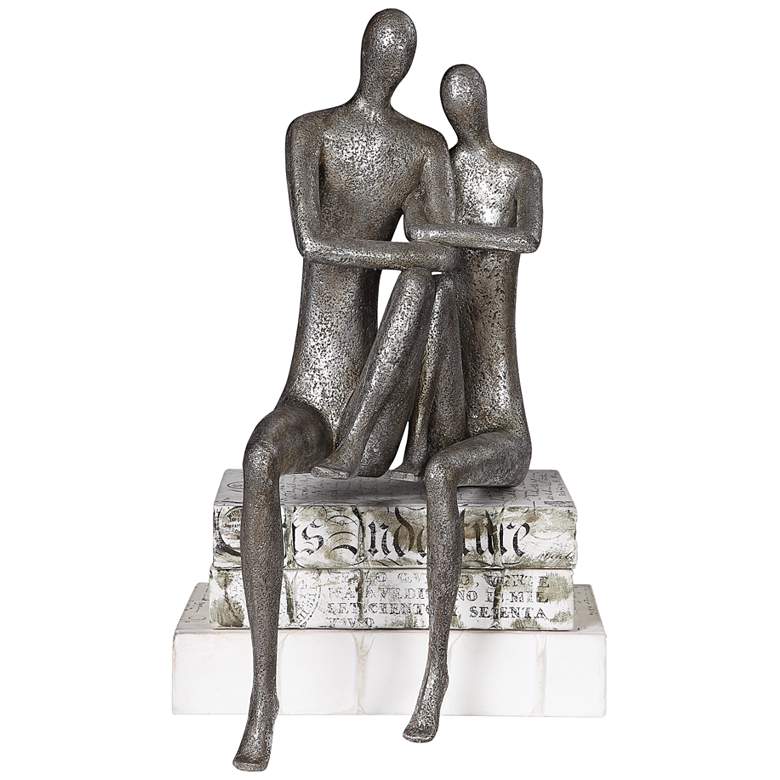 Image 2 Uttermost Courtship 19" High Antique Nickel Couple Statue