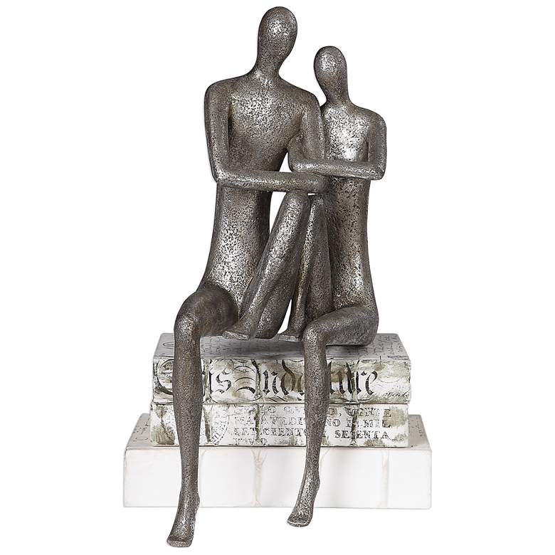 Image 2 Uttermost Courtship 19" High Antique Nickel Couple Statue