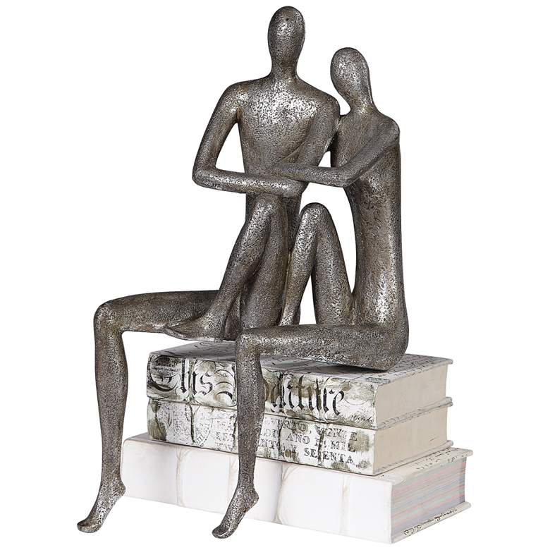 Image 3 Uttermost Courtship 19 inch High Antique Nickel Couple Statue more views