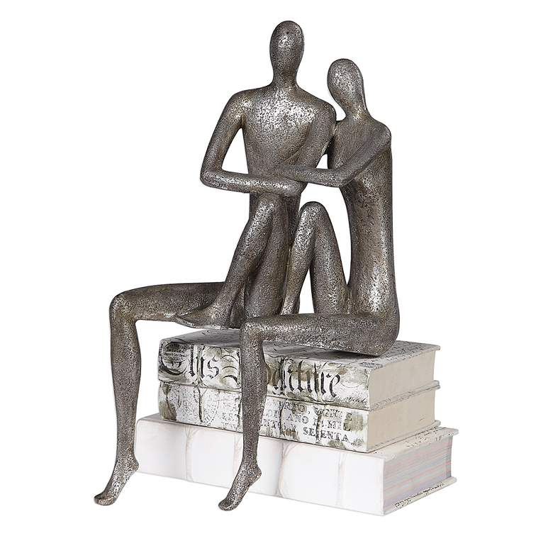 Image 3 Uttermost Courtship 19 inch High Antique Nickel Couple Statue more views