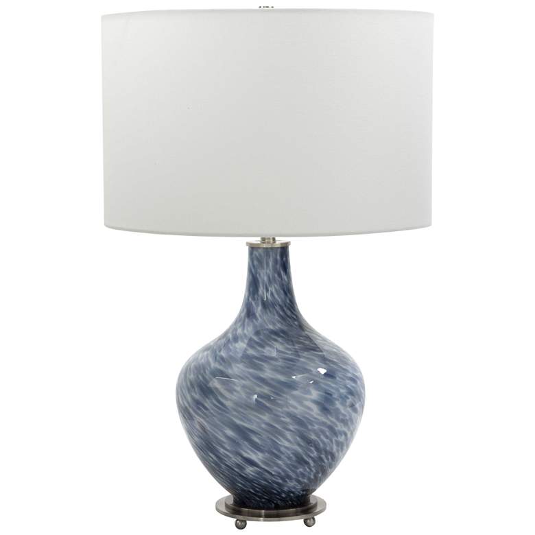 Image 2 Uttermost Cove 25" Blue and White Art Glass Table Lamp