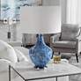 Uttermost Cove 25" Blue and White Art Glass Table Lamp