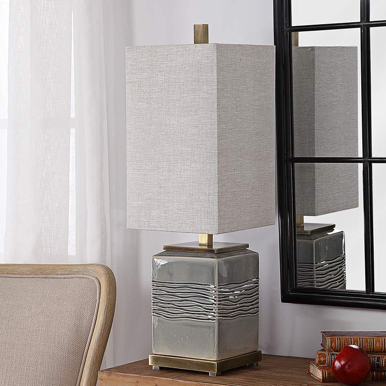 Image 1 Uttermost Covey 31 3/4" Modern Warm Gray Glaze Ceramic Table Lamp
