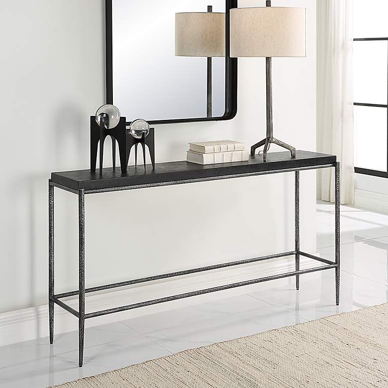 Image 3 Uttermost Crescendo 60" L x 32" H Silver and Black Console Table more views