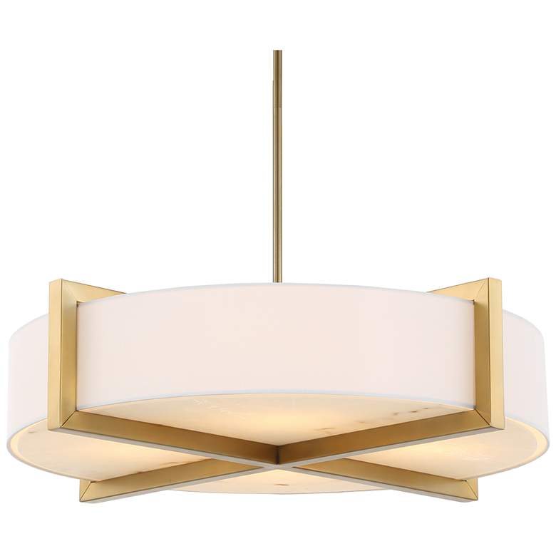 Image 1 Uttermost Cresson 30" Wide Brass and White 4-Light Pendant