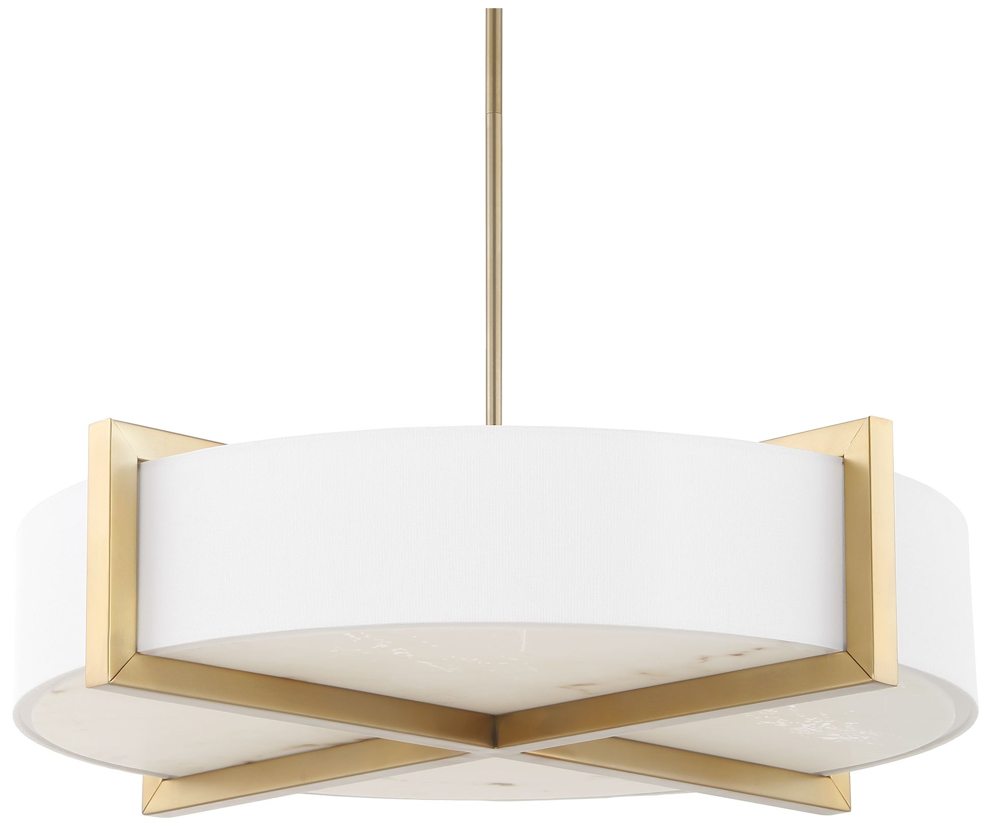 Image 3 Uttermost Cresson 30" Wide Brass and White 4-Light Pendant more views