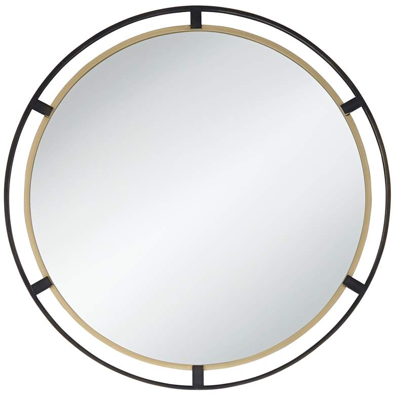 Image 3 Uttermost Crest Bronze and Gold 34 inch Round Wall Mirror