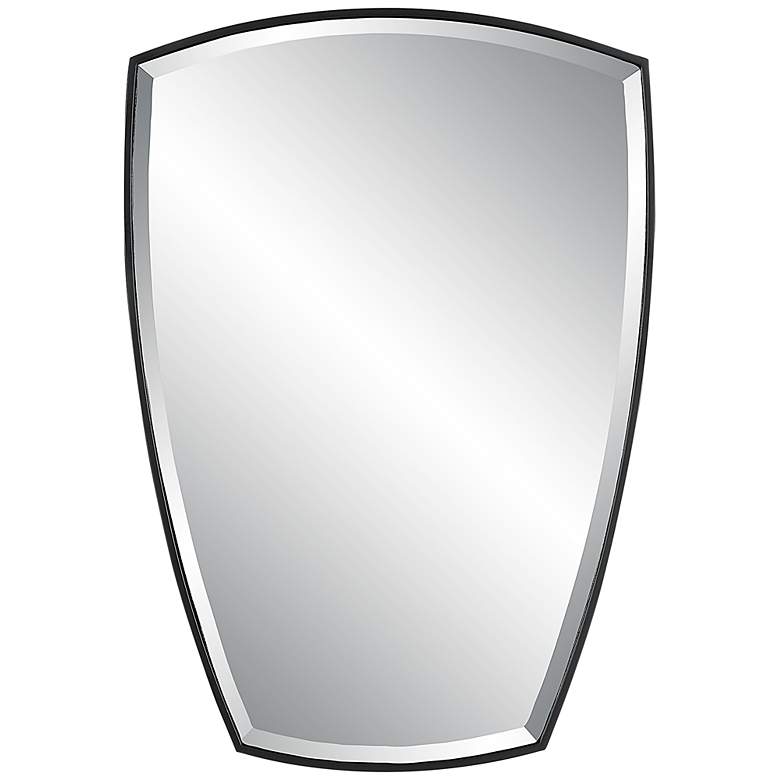 Image 3 Uttermost Crest Satin Black 25 1/4 inch x 36 inch Shield Wall Mirror