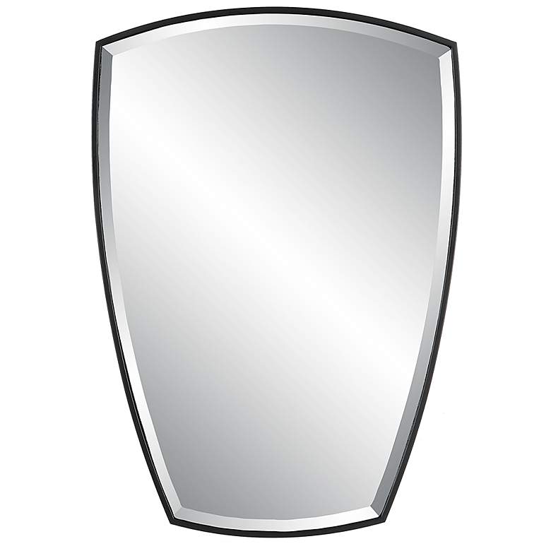 Image 3 Uttermost Crest Satin Black 25 1/4 inch x 36 inch Shield Wall Mirror