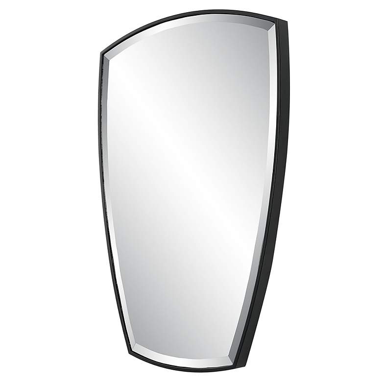 Image 5 Uttermost Crest Satin Black 25 1/4 inch x 36 inch Shield Wall Mirror more views