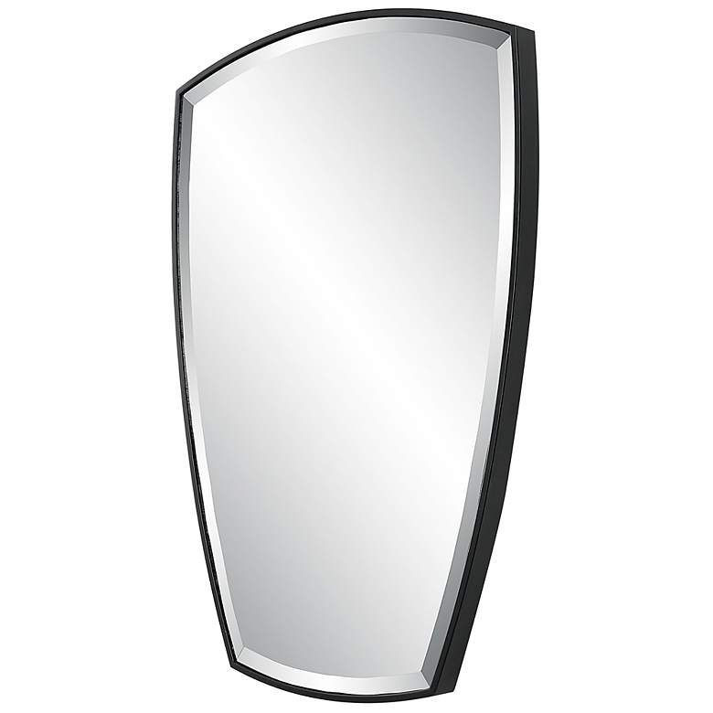 Image 6 Uttermost Crest Satin Black 25 1/4 inch x 36 inch Shield Wall Mirror more views