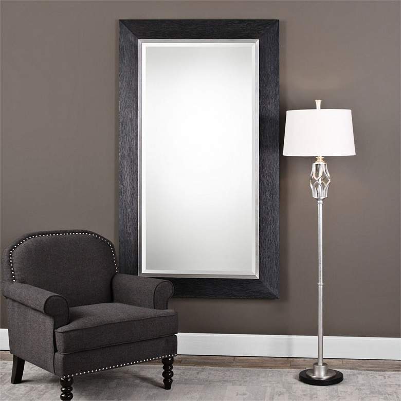 Image 1 Uttermost Creston Black 41 1/2" x 71 1/2" Wood Floor Mirror