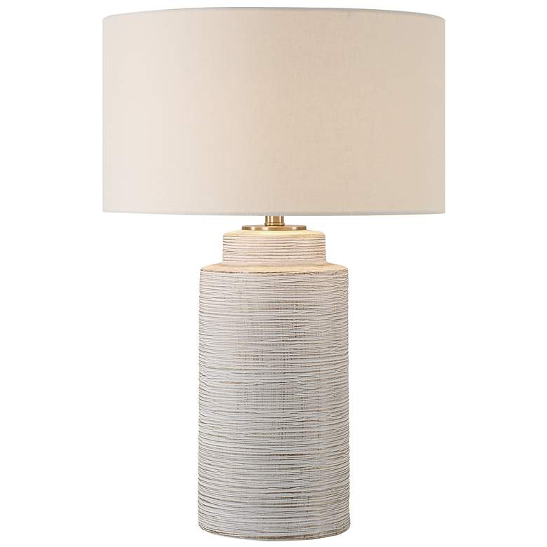 Image 2 Uttermost Crimp 26 1/2" Distressed Ivory Glaze Ceramic Table Lamp