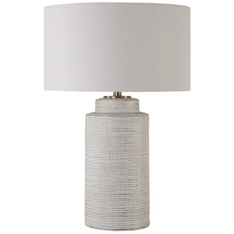 Image 5 Uttermost Crimp 26 1/2" Distressed Ivory Glaze Ceramic Table Lamp more views