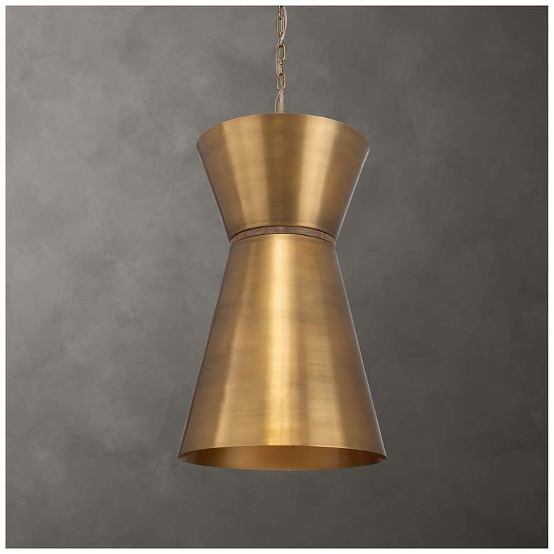 Image 1 Uttermost Crocker 14 1/2" Wide 1 Lt Antique Brass Metal Pendant
