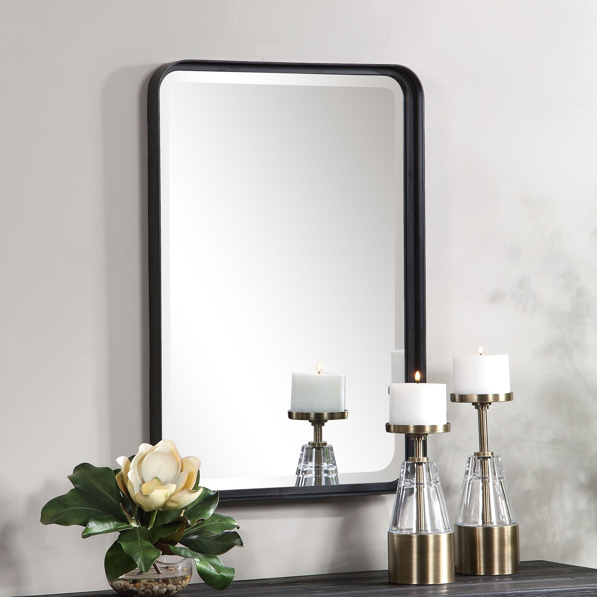 Uttermost Croften Black 20 1/4" x 30 1/4" Vanity Wall Mirror