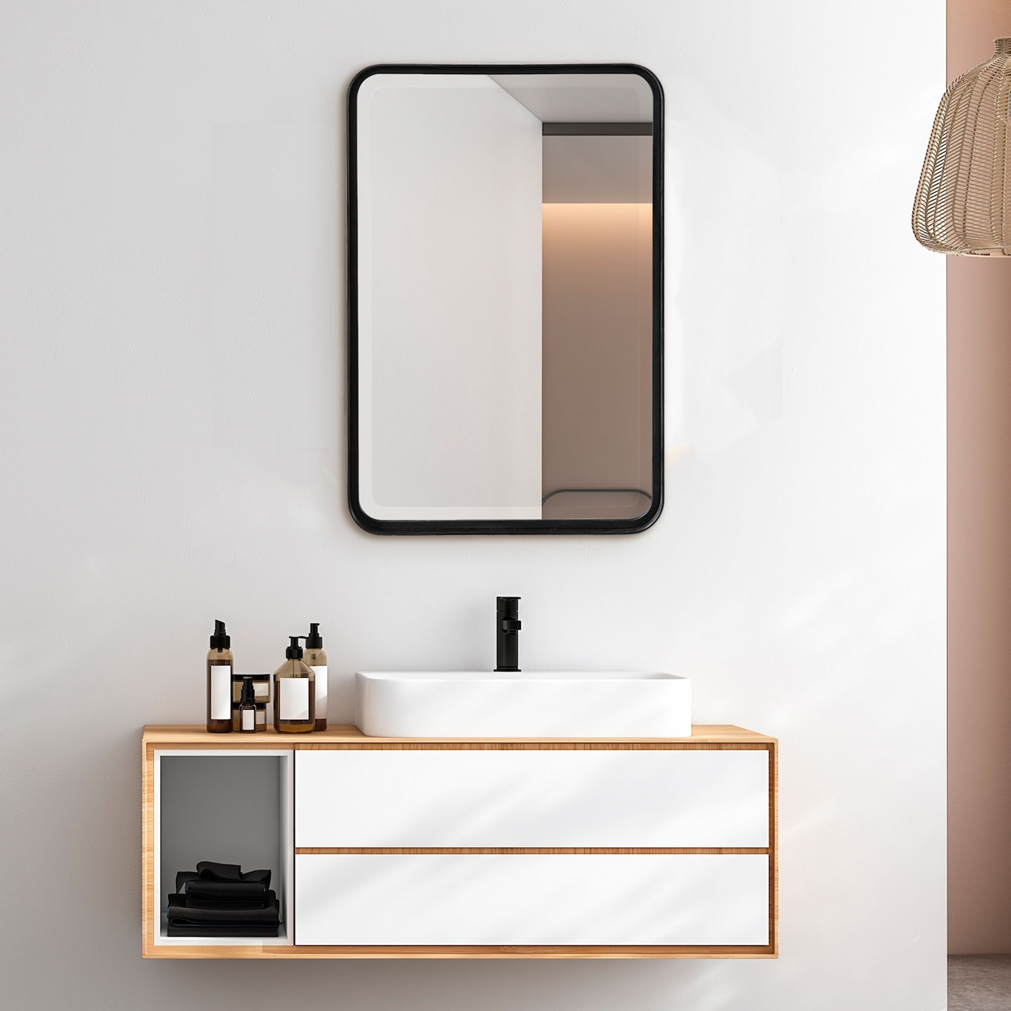 Uttermost Croften Black 20 1/4" x 30 1/4" Vanity Wall Mirror