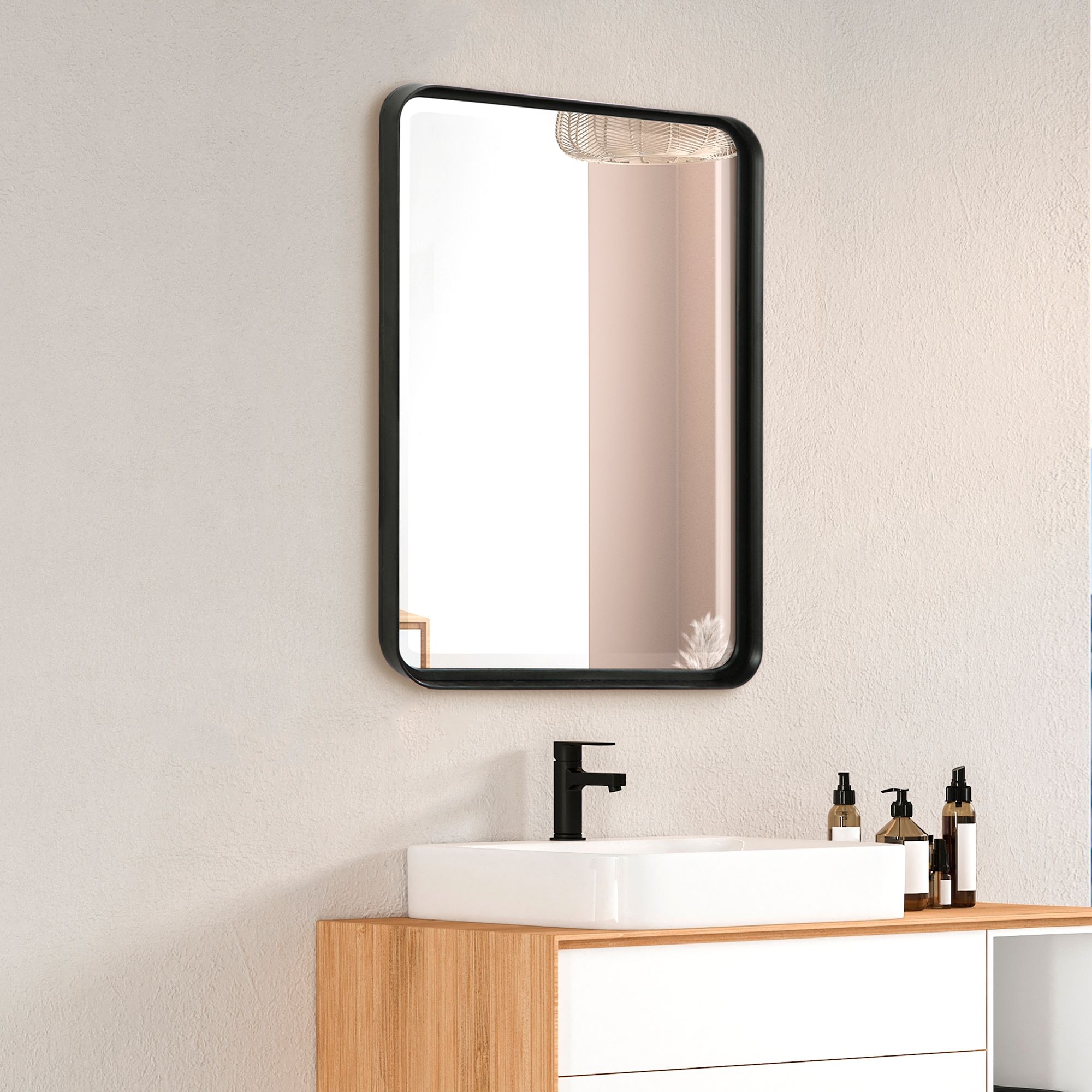 Uttermost Croften Black 20 1/4" x 30 1/4" Vanity Wall Mirror