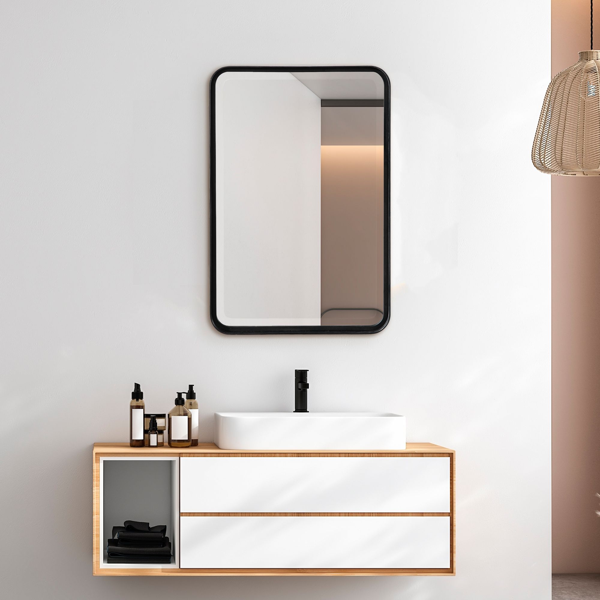 Uttermost Croften Black 20 1/4" x 30 1/4" Vanity Wall Mirror