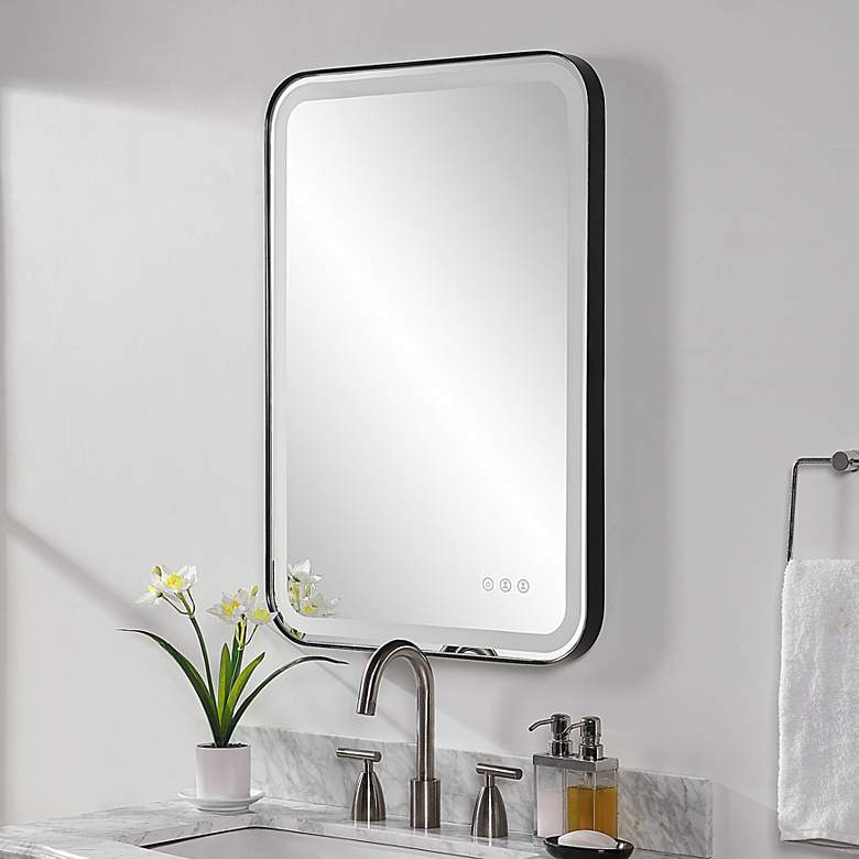 Image 2 Uttermost Crofton Black 22.3" x 32.3" Lighted LED Vanity Mirror