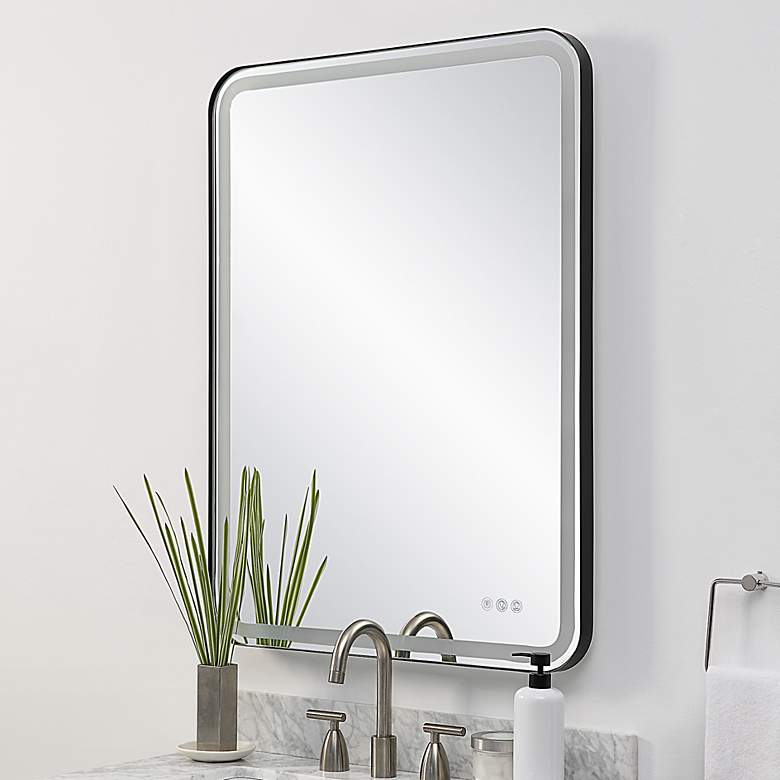 Image 2 Uttermost Crofton Black 30 inch x 40 inch Lighted LED Large Mirror