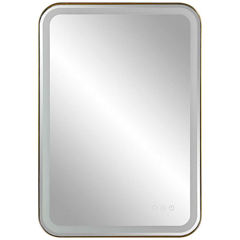 Image 4 Uttermost Crofton Brass 22.3 inch x 32.3 inch Lighted LED Vanity Mirror more views